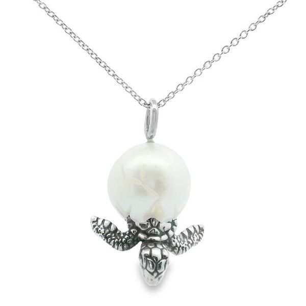 Silver Turtle Freshwater Pearl Pendant Albert's Jewelers Kingsland, GA