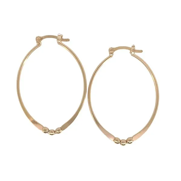 18K Gold-Filled Flat Oval Hoop Earrings with Triple Ball Design Albert's Jewelers Kingsland, GA