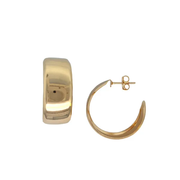 18K Gold-Filled Flat Shiny 3/4 Open Hoop Post Earrings Albert's Jewelers Kingsland, GA
