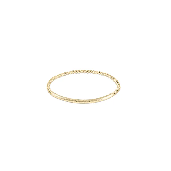 Classic Gold 3mm Bead Bracelet - Bliss Bar Texture Albert's Jewelers Kingsland, GA