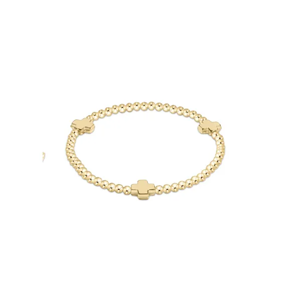 Signature Cross Gold Pattern 3Mm Bead Bracelet - Gold Albert's Jewelers Kingsland, GA