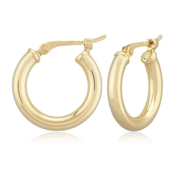 14Kt Yellow Gold Hoop Earrings, 2.5X15mm With Snap Down Wire Closure Albert's Jewelers Kingsland, GA