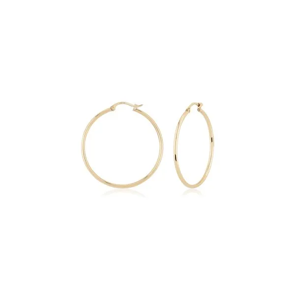 14Ky Yellow Gold 1.5X30mm Hoop Earrings, With Snap Down Closure Image 2 Albert's Jewelers Kingsland, GA