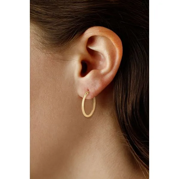 14Kt Yellow Gold Hoop Earrings, 2.5X25mm With Snap Down Closure Image 2 Albert's Jewelers Kingsland, GA