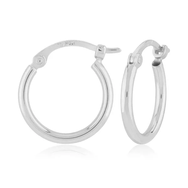 14Kt White Gold Huggie Hoops, 1.5X12mm With Snap Down Closure Albert's Jewelers Kingsland, GA