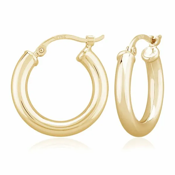 14Kt Yellow Gold Hoop Earrings 3X18mm, With Snap Down Closure Albert's Jewelers Kingsland, GA