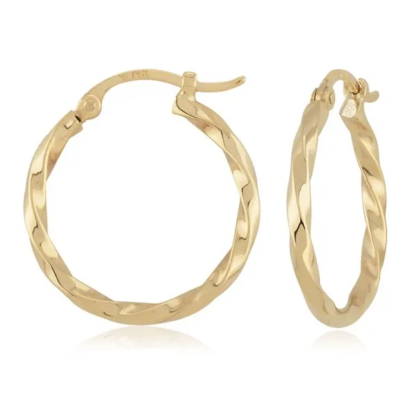 14Kt Yellow Gold 2X18mm Twisted Tube Hoops Albert's Jewelers Kingsland, GA