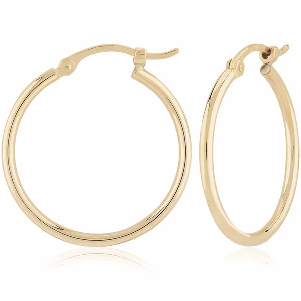 14Kt Yellow Gold Hoop Earrings, 1.5X25mm With Snap Down Closure Albert's Jewelers Kingsland, GA