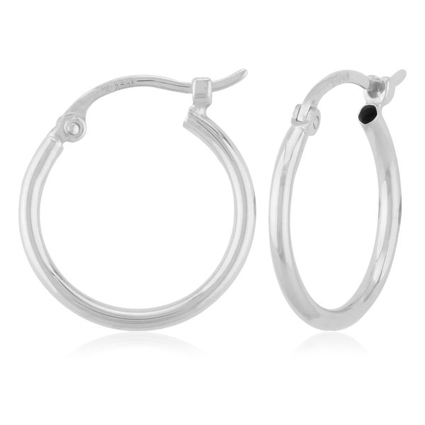 14kt white gold huggie hoop earrings, 1.5X15mm Albert's Jewelers Kingsland, GA