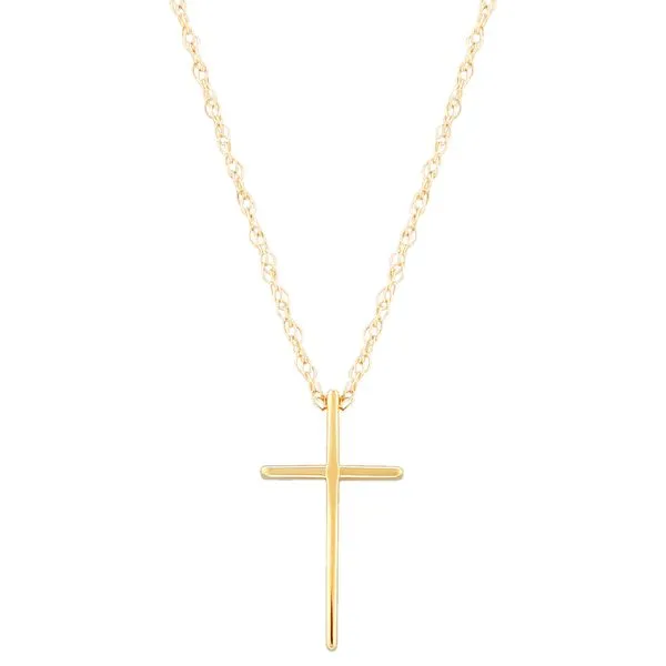 14Kt Yellow Gold Small Wedged Cross With 18