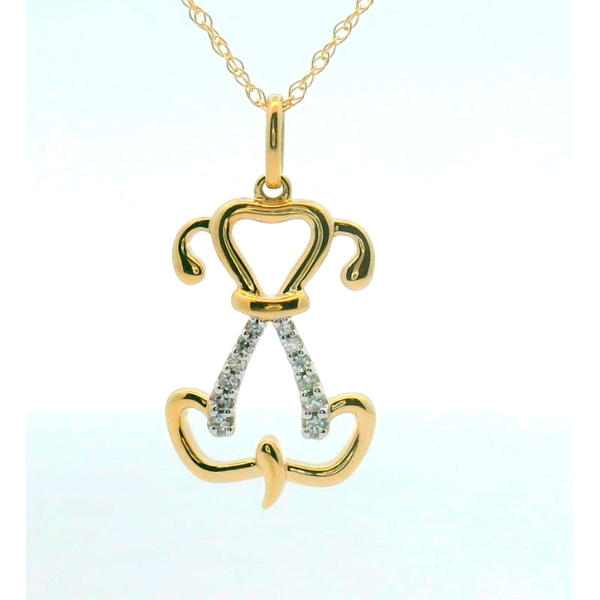 10Kt Yellow Gold .05Ctw Diamond Collar Dog Pendant With Chain Albert's Jewelers Kingsland, GA