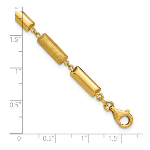 Lifetime Warranty Leslie's 14K Polished And Brushed Fancy Bar Links Bracelet With .5In Ext. Image 2 Albert's Jewelers Kingsland, GA