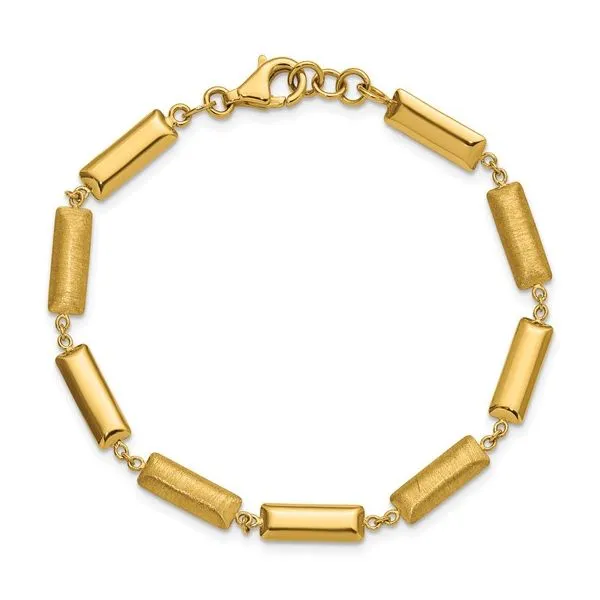 Lifetime Warranty Leslie's 14K Polished And Brushed Fancy Bar Links Bracelet With .5In Ext. Image 3 Albert's Jewelers Kingsland, GA