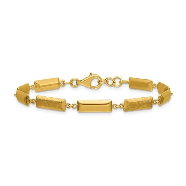 Lifetime Warranty Leslie's 14K Polished And Brushed Fancy Bar Links Bracelet With .5In Ext. Albert's Jewelers Kingsland, GA