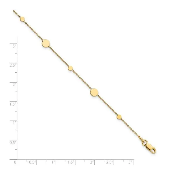 14k yellow gold polished discs anklet - 9 inches with extender Image 2 Albert's Jewelers Kingsland, GA