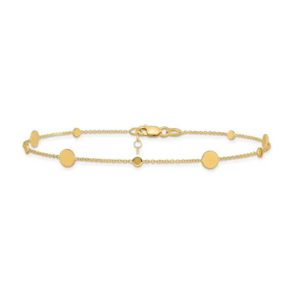 14k yellow gold polished discs anklet - 9 inches with extender Albert's Jewelers Kingsland, GA