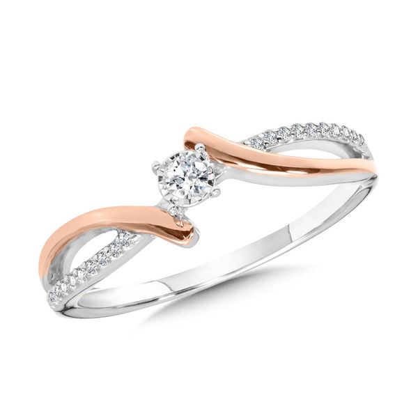 Sterling Silver & Rose Gold Diamond Split Shank Bypass Promise Ring Albert's Jewelers Kingsland, GA