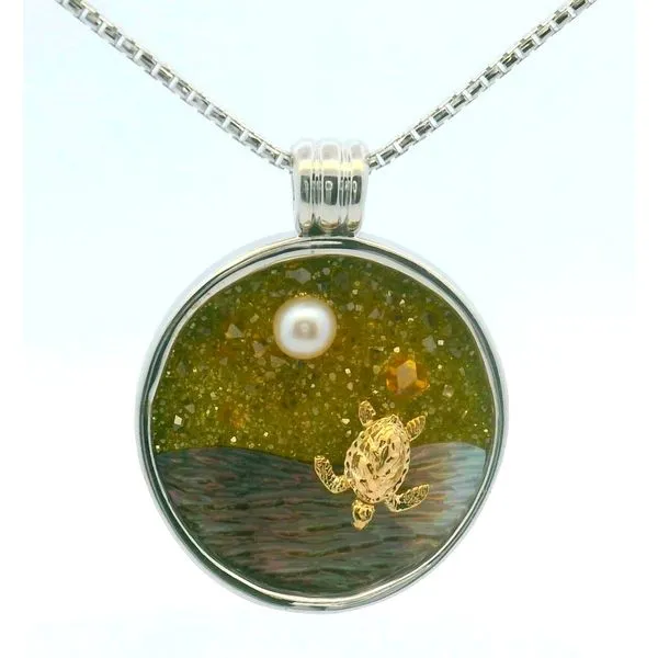 Ss/14Ky With 5.5Mm Fw Pearl, Mop, And Created Diamonds. W/ Chain Albert's Jewelers Kingsland, GA