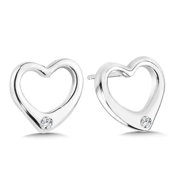 Sterling Silver & Diamond Heart Earrings Albert's Jewelers Kingsland, GA