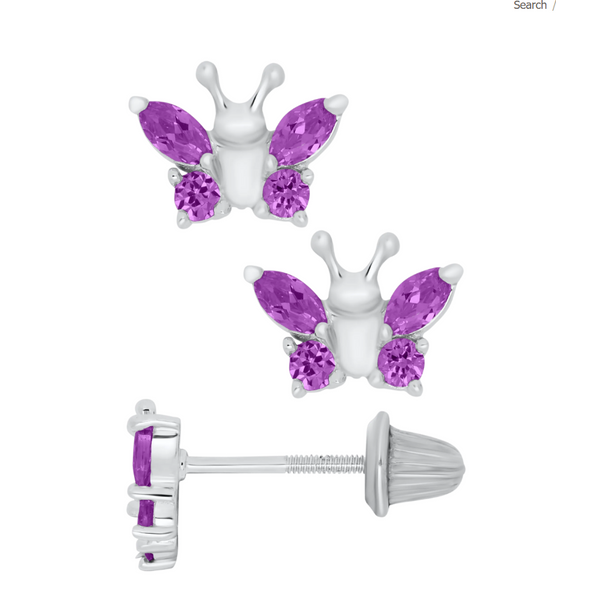 STERLING SILVER BUTTERFLY EARRINGS- WITH SAFETY BACKS Albert's Jewelers Kingsland, GA