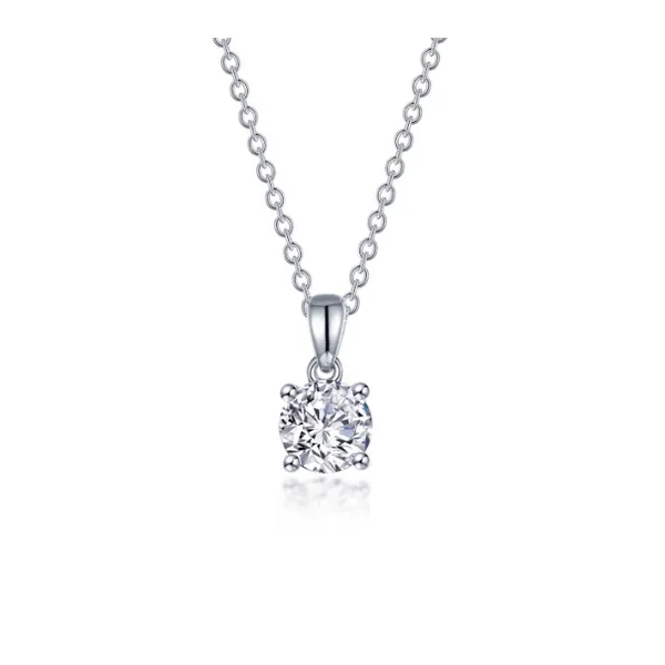 Ss/Plat 1.00 Ctw Lassaire 4-Prong Solitaire Necklace Image 2 Albert's Jewelers Kingsland, GA