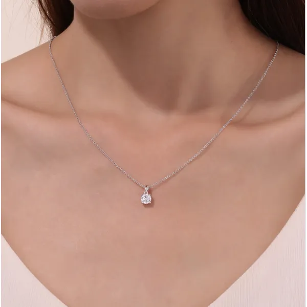 Ss/Plat 1.00 Ctw Lassaire 4-Prong Solitaire Necklace Albert's Jewelers Kingsland, GA