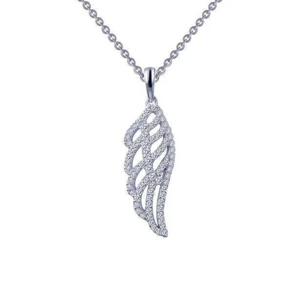 Ss/Plat .76Cttw Lassaire Angel Wing Pendant Necklace Albert's Jewelers Kingsland, GA