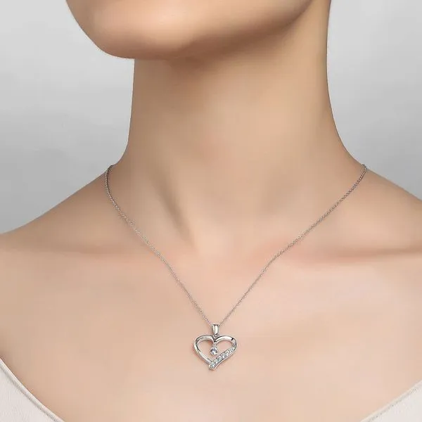 Ss/Plat 0.42Cttw Lassaire Open Heart Pendant Necklace Image 2 Albert's Jewelers Kingsland, GA