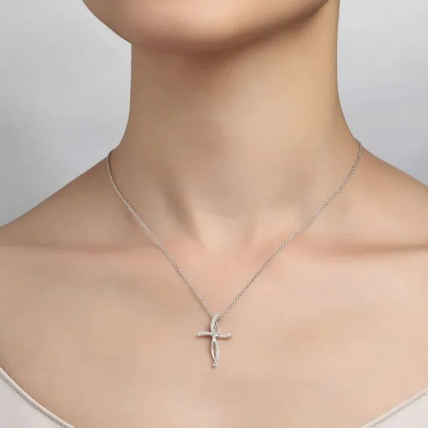 Ss/Plat .24Cttw Lassaire Infinity Cross 18