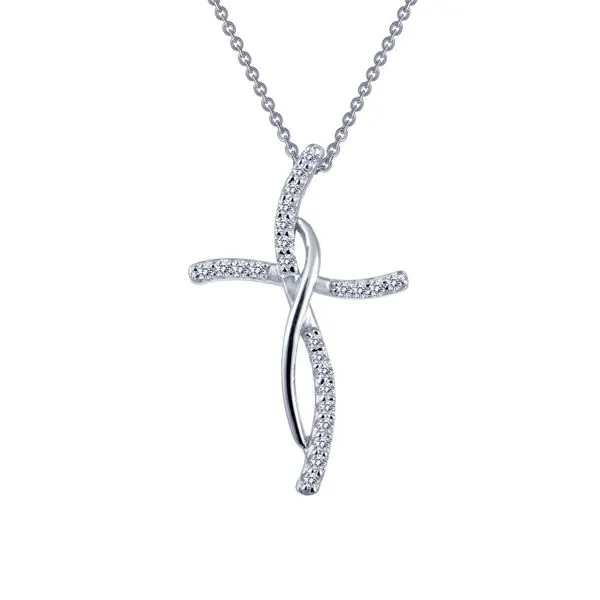 Ss/Plat .24Cttw Lassaire Infinity Cross 18