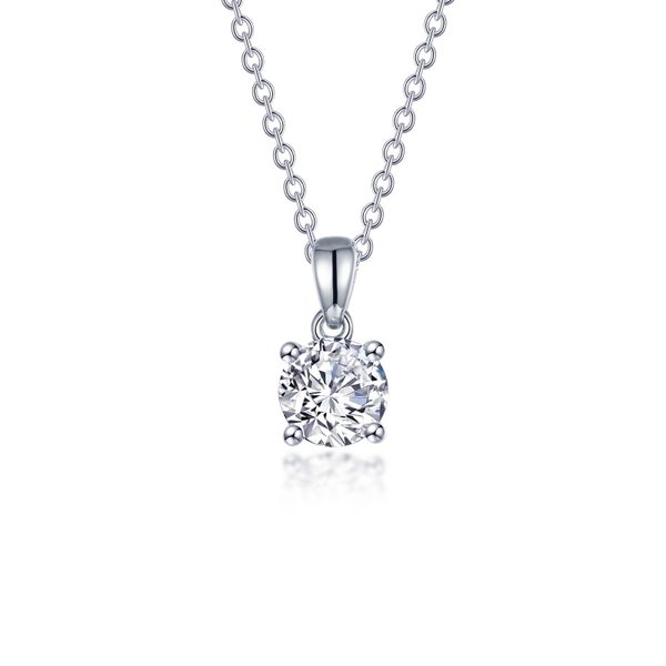 Ss/Plat 1.5 Ctw Lassaire 4-Prong Solitaire Necklace Albert's Jewelers Kingsland, GA