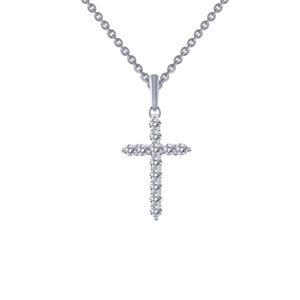 Ss/Plat .0.36 Ctw Lassaire Cross Pendant Necklace Albert's Jewelers Kingsland, GA