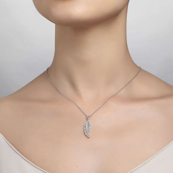 Ss/Plat .76Cttw Lassaire Angel Wing Pendant Necklace Image 2 Albert's Jewelers Kingsland, GA