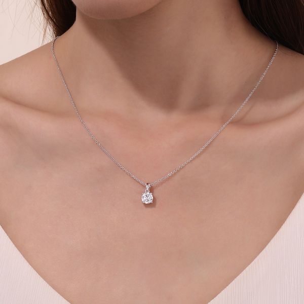 Ss/Plat 1.5 Ctw Lassaire 4-Prong Solitaire Necklace Image 2 Albert's Jewelers Kingsland, GA