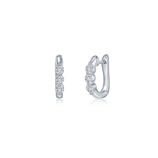 Ss/Plat 1.0 Ctw 3-Stone Huggie Hoop Earrings Albert's Jewelers Kingsland, GA