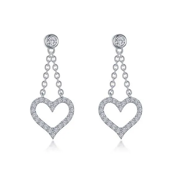 Ss/Plat 0.54Ctw Lassaire Cut-Out Heart Dangle Earrings Albert's Jewelers Kingsland, GA
