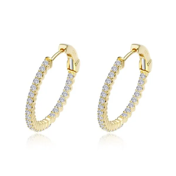 Ss/Gld Plated 1.08Cttw Lassaite Stone 20Mm Hoop Earrings Albert's Jewelers Kingsland, GA