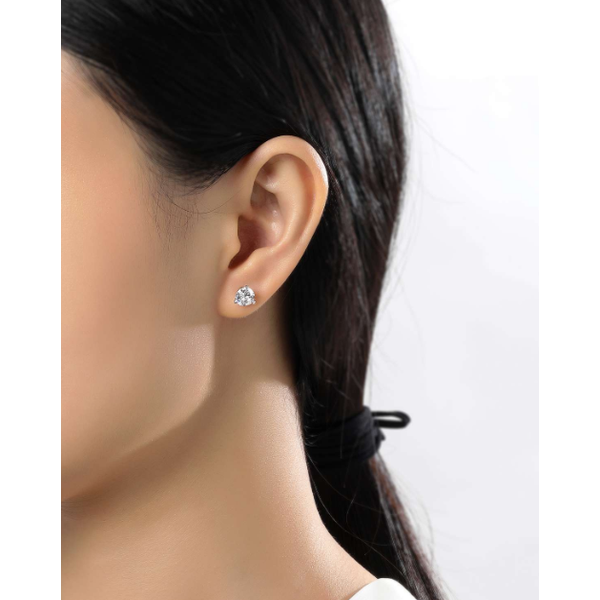 Ss/Plat 1.00Cttw Lassaire 3 Prong Solitaire Earrings Image 2 Albert's Jewelers Kingsland, GA