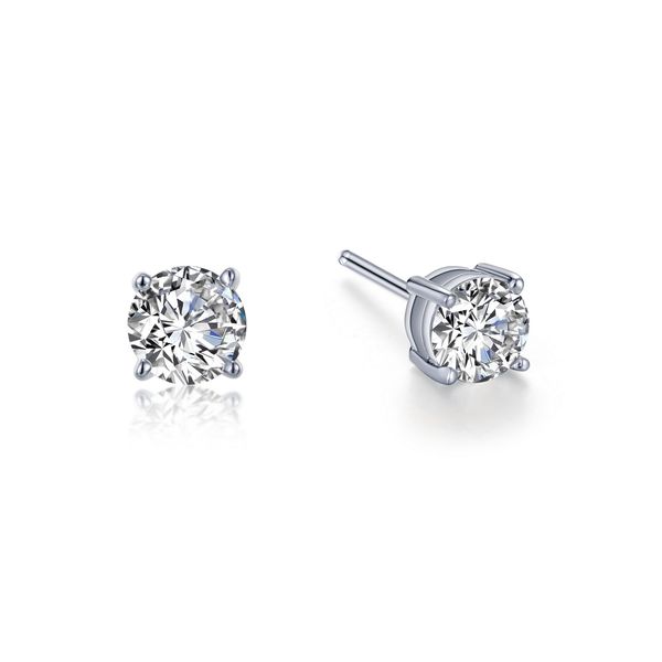 Ss/Plat 1.50Cttw Lassaire Round Stud Earrings Albert's Jewelers Kingsland, GA