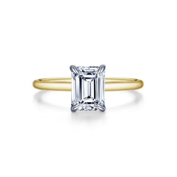 Ss/Yellow Gold Plated 2.00Ct Lassaire Emerald-Cut Solitaire Engagement Ring Albert's Jewelers Kingsland, GA