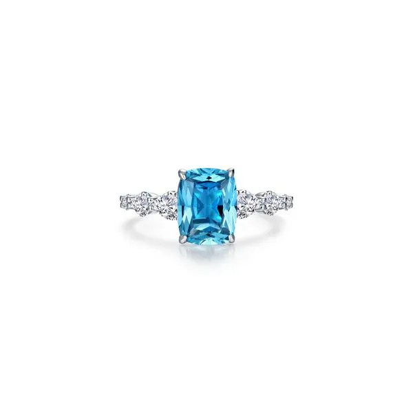 Ss/Plat 4.81Ctw Lassaire Cushion-Cut center with Tapered Pear-Shaped  Engagement Ring Image 2 Albert's Jewelers Kingsland, GA