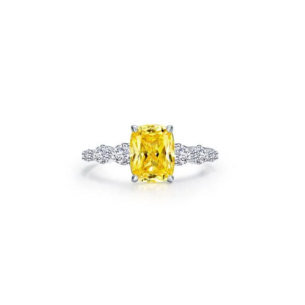 Ss/Plat 4.81Ctw Lassaire Cushion-Cut center with Tapered Pear-Shaped  Engagement Ring Image 3 Albert's Jewelers Kingsland, GA