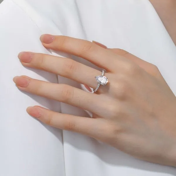 Ss/Plat 3.00Ctw Lassaire Pear-Shaped Solitaire Engagement Ring Image 2 Albert's Jewelers Kingsland, GA