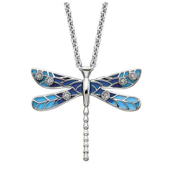 Sterling Silver White CZ and Enamel Dragonfly Necklace Amos Jewelry Wray, CO