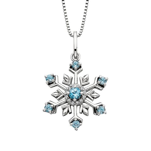 Sterling Silver Blue and White Topaz Snowflake Necklace Amos Jewelry Wray, CO