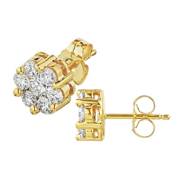 10KY 1.0cttw Natural Diamond 7-Stone Cluster Stud Earrings Amos Jewelry Wray, CO