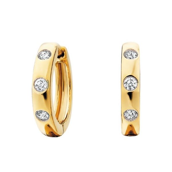 10KY Flush Set Natural Diamond Huggie Earrings Amos Jewelry Wray, CO