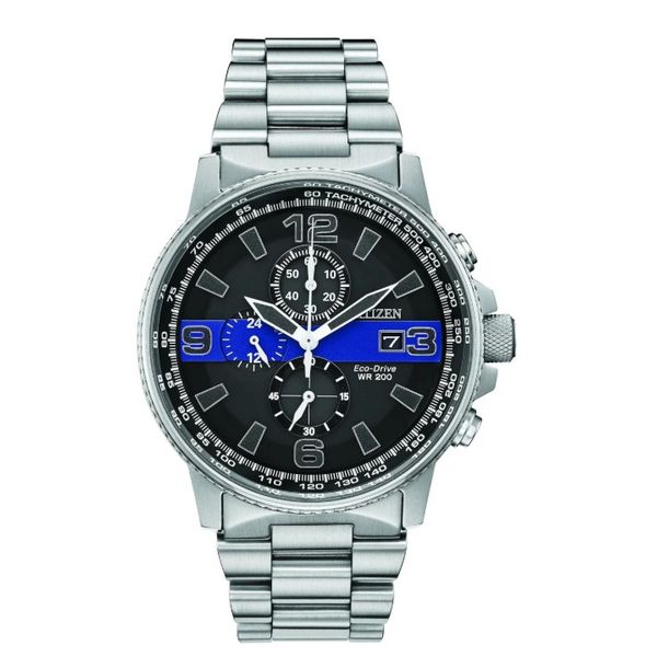 Men's Citizen Watch Thin Blue Line Chronograph Eco-Drive Amos Jewelry Wray, CO