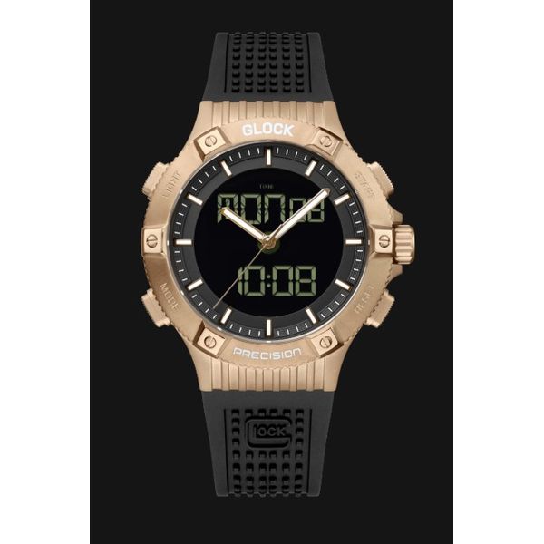 Men's Glock Watch Gold-Tone Stainless Steel Black Dial Chronograph Amos Jewelry Wray, CO
