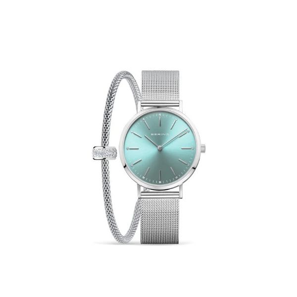 Ladies' Silver-Tone Stainless Steel Teal Face Watch Amos Jewelry Wray, CO